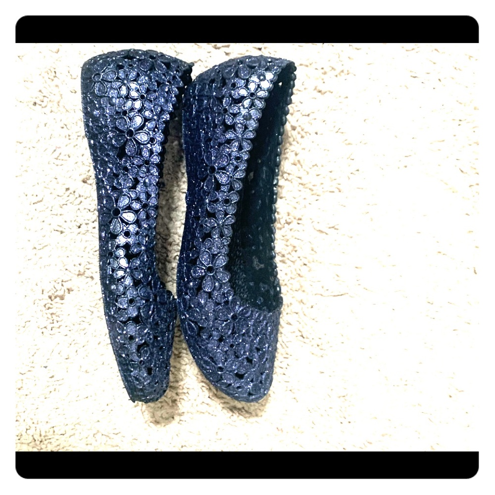 3/$20 Navy blue glitter jelly ballet flats